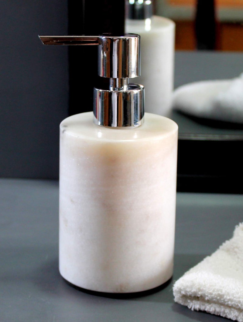 KLEO Top Ten Xmas for Home Soap/Lotion Dispenser - Made of Genuine Indian Marble in White Color - Luxury Bathroom Accessories Bath Set - Image 1